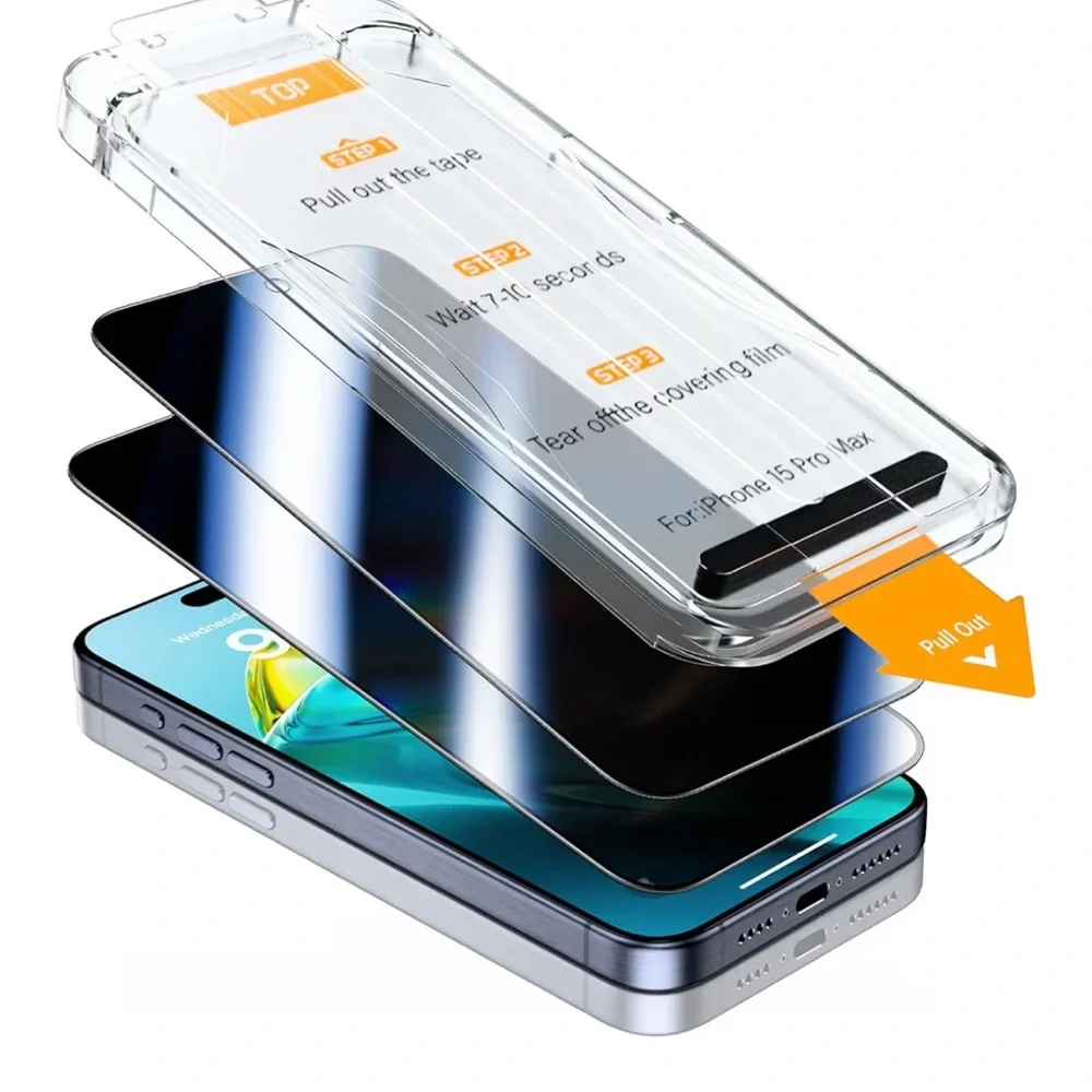 BAZO Compatible for iPhone 15 Pro Max Privacy Screen Protector, 2 Pack